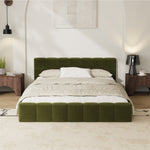 Bed Frame Tufted Headboard Green Boucle Size King Single/King/Double/Queen