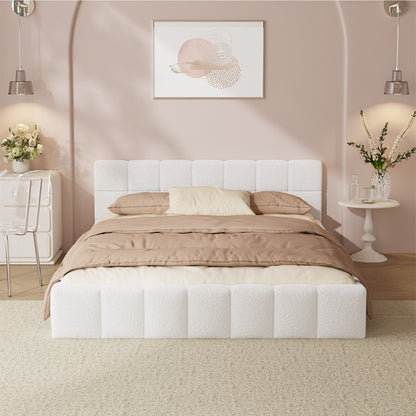 Double Bed Frame Boucle Tufted Headboard | HomeAndLiving