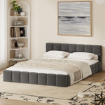 Double Bed Frame Grey Velvet Tufted Headboard | HomeAndLivin