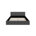 Double Bed Frame Grey Velvet Tufted Headboard | HomeAndLivin