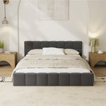 Double Bed Frame Grey Velvet Tufted Headboard | HomeAndLivin