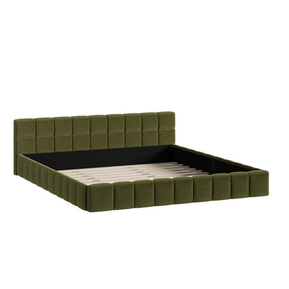 Bed Frame Tufted Headboard Green Boucle Size King Single/King/Double/Queen