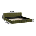 Bed Frame Tufted Headboard Green Boucle Size King Single/King/Double/Queen