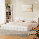 King Size Boucle Bed Frame Tufted Headboard | HomeAndLiving