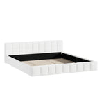 King Size Boucle Bed Frame Tufted Headboard | HomeAndLiving