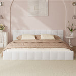 King Size Boucle Bed Frame Tufted Headboard | HomeAndLiving