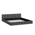 King Bed Frame Grey Velvet Tufted Headboard | HomeAndLiving