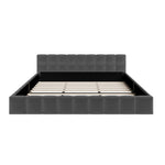 King Bed Frame Grey Velvet Tufted Headboard | HomeAndLiving