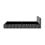 King Bed Frame Grey Velvet Tufted Headboard | HomeAndLiving