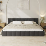 King Bed Frame Grey Velvet Tufted Headboard | HomeAndLiving