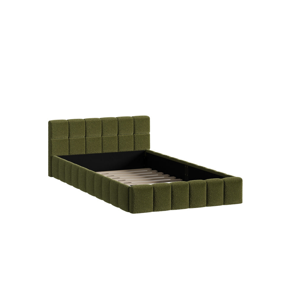 Bed Frame Tufted Headboard Green Boucle Size King Single/King/Double/Queen