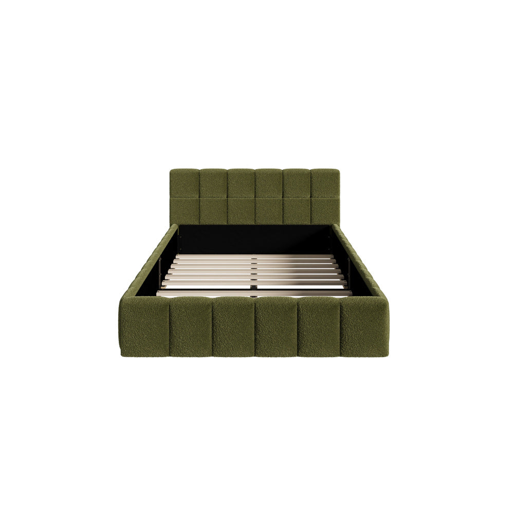 Bed Frame Tufted Headboard Green Boucle Size King Single/King/Double/Queen