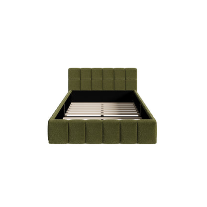 Bed Frame Tufted Headboard Green Boucle Size King Single/King/Double/Queen