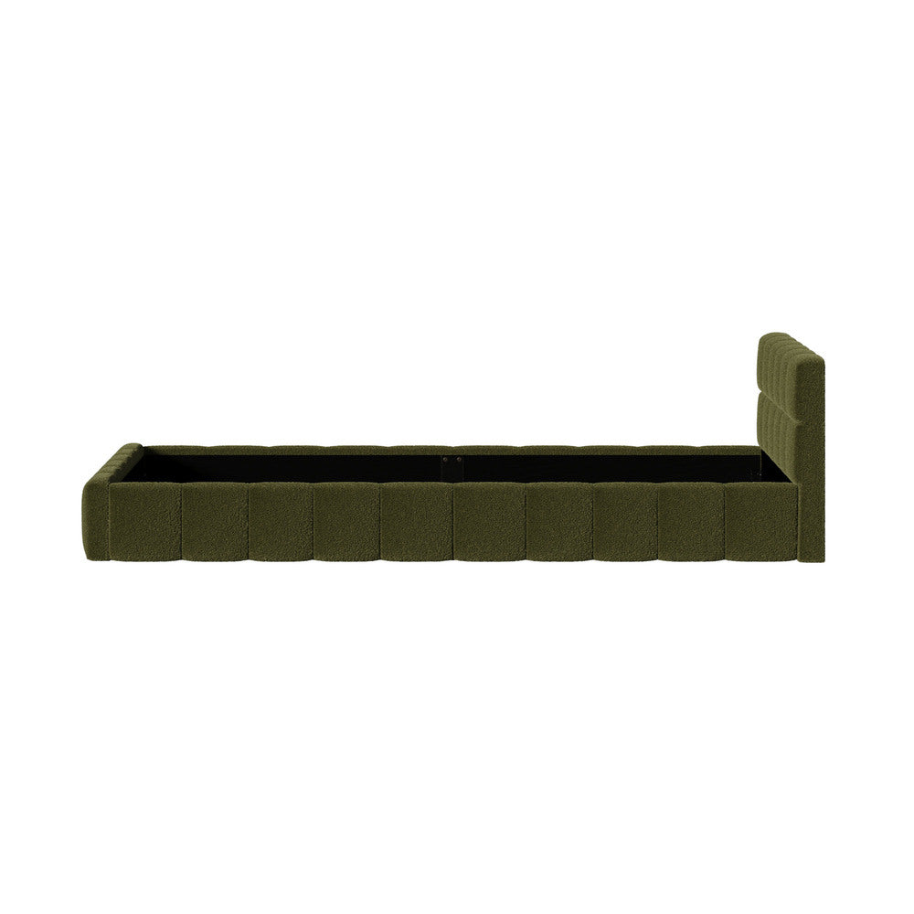 Bed Frame Tufted Headboard Green Boucle Size King Single/King/Double/Queen