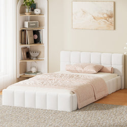 King Single Bed Frame Tufted Boucle Headboard | HomeAndLivin
