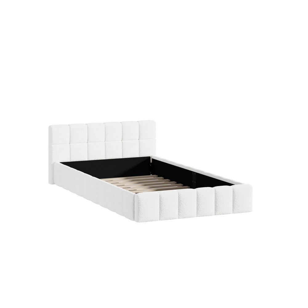 King Single Bed Frame Tufted Boucle Headboard | HomeAndLivin