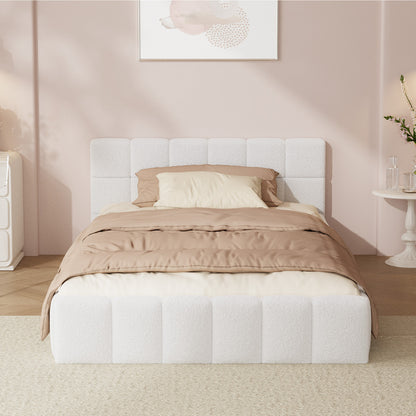 King Single Bed Frame Tufted Boucle Headboard | HomeAndLivin