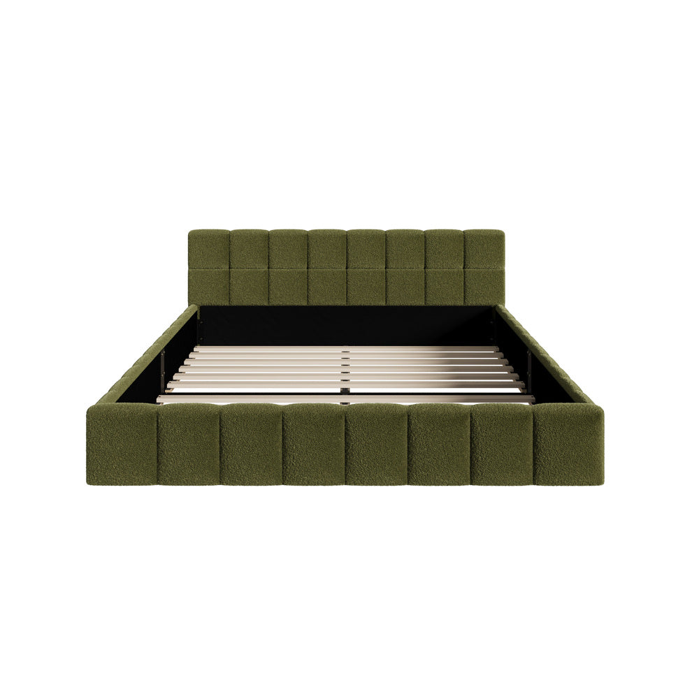 Bed Frame Tufted Headboard Green Boucle Size King Single/King/Double/Queen