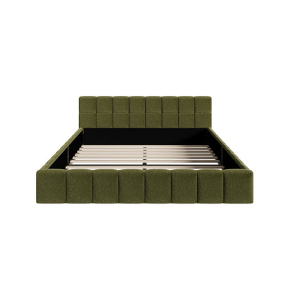 Bed Frame Tufted Headboard Green Boucle Size King Single/King/Double/Queen