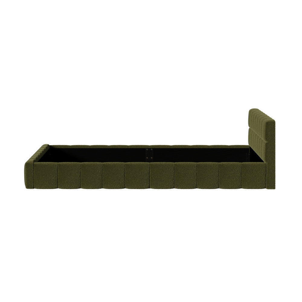 Bed Frame Tufted Headboard Green Boucle Size King Single/King/Double/Queen