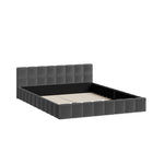 Queen Bed Frame Grey Velvet Tufted Headboard | HomeAndLiving