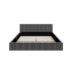 Queen Bed Frame Grey Velvet Tufted Headboard | HomeAndLiving