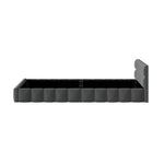 Queen Bed Frame Grey Velvet Tufted Headboard | HomeAndLiving
