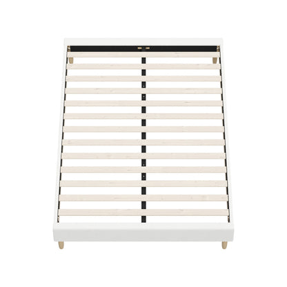 Bed Frame Single Size Bed Base White Boucle