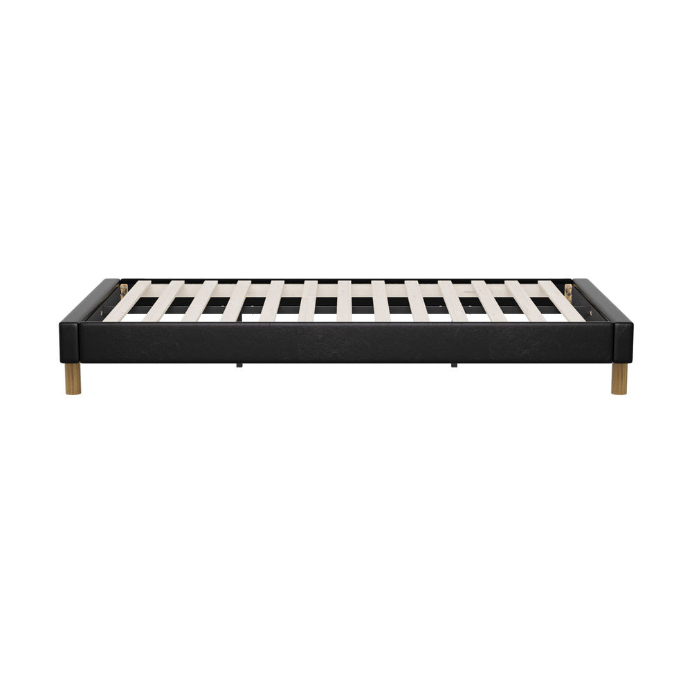 Bed Frame King Single Bed Base Black Leather