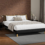 Bed Frame Queen Size Bed Base Black Leather