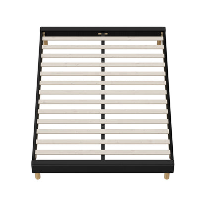 Bed Frame Queen Size Bed Base Black Leather