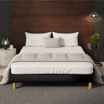 Bed Frame Queen Size Bed Base Black Leather