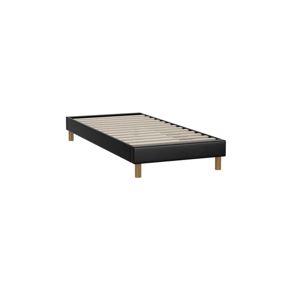  Bed Frame Single Size Bed Base Black Leather