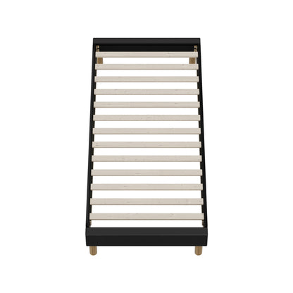 Bed Frame Single Size Bed Base Black Leather