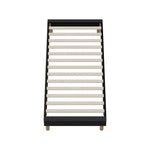 Bed Frame Single Size Bed Base Black Leather