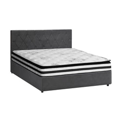 Bed Frame Double King & Queen Size Gas Lift Base with Mattress Velvet Grey