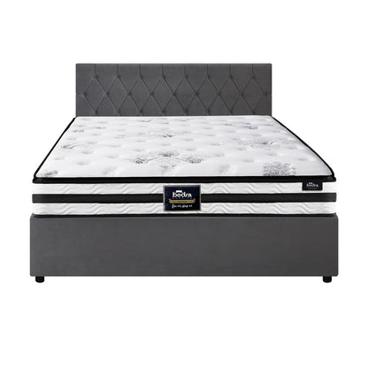 Bed Frame Double King & Queen Size Gas Lift Base with Mattress Velvet Grey