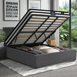 Bed Frame Double King & Queen Size Gas Lift Base with Mattress Velvet Grey