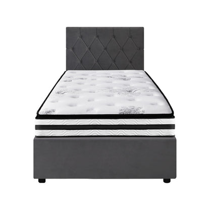 Bed Frame Double King & Queen Size Gas Lift Base with Mattress Velvet Grey