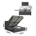 Bed Frame Double King & Queen Size Gas Lift Base with Mattress Velvet Grey