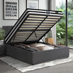 Bed Frame Double King & Queen Size Gas Lift Base with Mattress Velvet Grey
