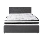Bed Frame Double King & Queen Size Gas Lift Base with Mattress Velvet Grey