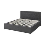 Bed Frame King Single Gas Lift Base Storage Fabric/Leather Grey/White