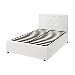 Bed Frame King Single Gas Lift Base Storage Fabric/Leather Grey/White