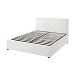 Bed Frame King Single Gas Lift Base Storage Fabric/Leather Grey/White