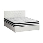 Bed Frame King Double & Queen Size Gas Lift Base with Mattress White Leather