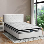 Bed Frame King Double & Queen Size Gas Lift Base with Mattress White Leather