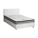 Bed Frame King Double & Queen Size Gas Lift Base with Mattress White Leather