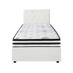Bed Frame King Double & Queen Size Gas Lift Base with Mattress White Leather