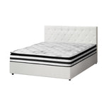 Bed Frame King Double & Queen Size Gas Lift Base with Mattress White Leather
